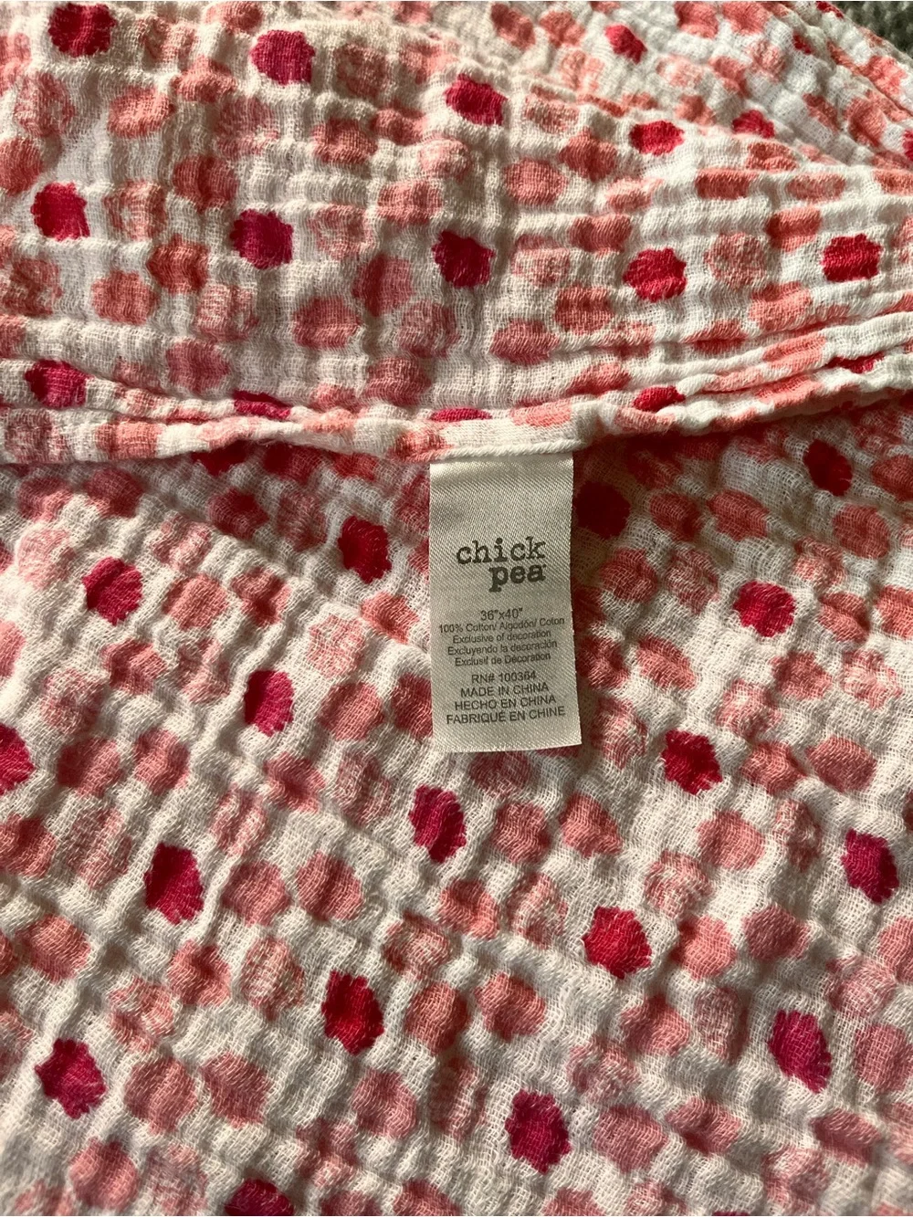 chick pea Pink Polka Dot Muslin Baby Blanket
